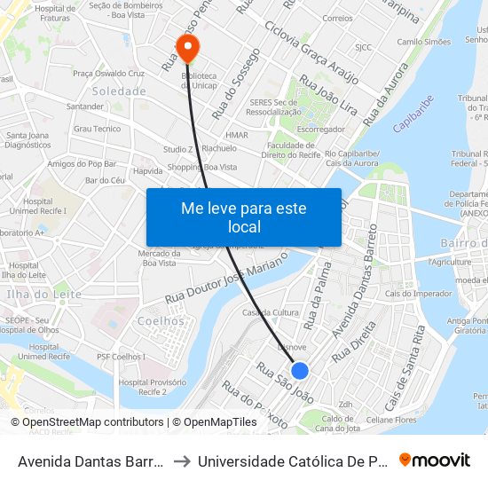 Avenida Dantas Barreto 1000 to Universidade Católica De Pernambuco map