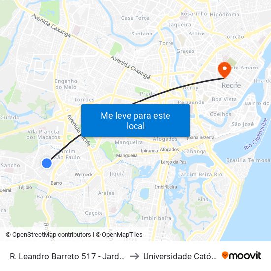 R. Leandro Barreto 517 - Jardim São Paulo Recife - Pe Brasil to Universidade Católica De Pernambuco map