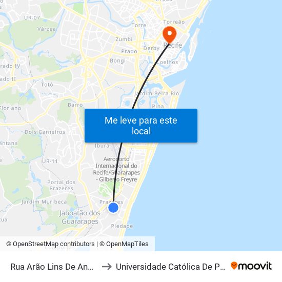 Rua Arão Lins De Andrade 612 to Universidade Católica De Pernambuco map