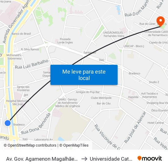 Av. Gov. Agamenon Magalhães 181 | Renato Dias - Pista Local to Universidade Católica De Pernambuco map