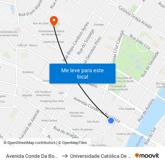 Avenida Conde Da Boa Vista 179 to Universidade Católica De Pernambuco map