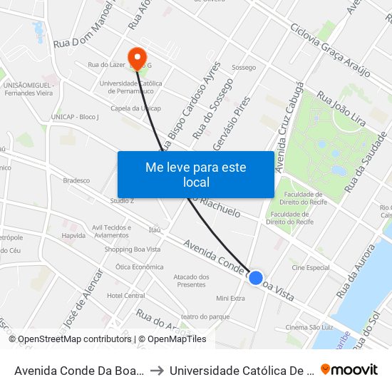 Avenida Conde Da Boa Vista 250b to Universidade Católica De Pernambuco map