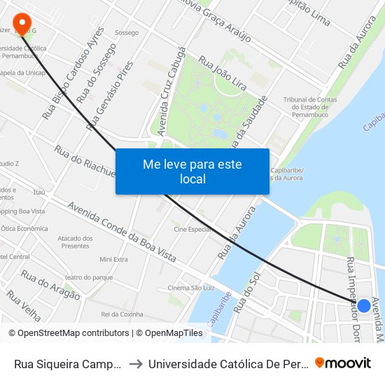 Rua Siqueira Campos, 353 to Universidade Católica De Pernambuco map