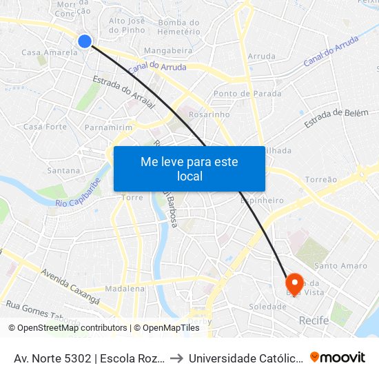 Av. Norte 5302 | Escola Rozemar De Macedo Lima to Universidade Católica De Pernambuco map