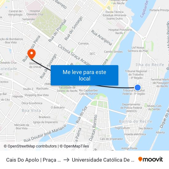 Cais Do Apolo | Praça Tiradentes to Universidade Católica De Pernambuco map