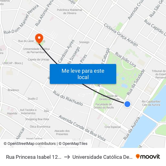 Rua Princesa Isabel 121 (Parada 3) to Universidade Católica De Pernambuco map
