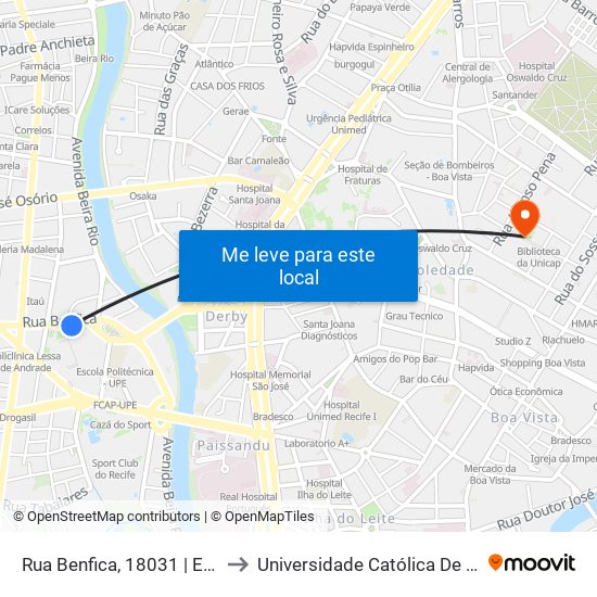 Rua Benfica, 18031 | Extra Benfica to Universidade Católica De Pernambuco map