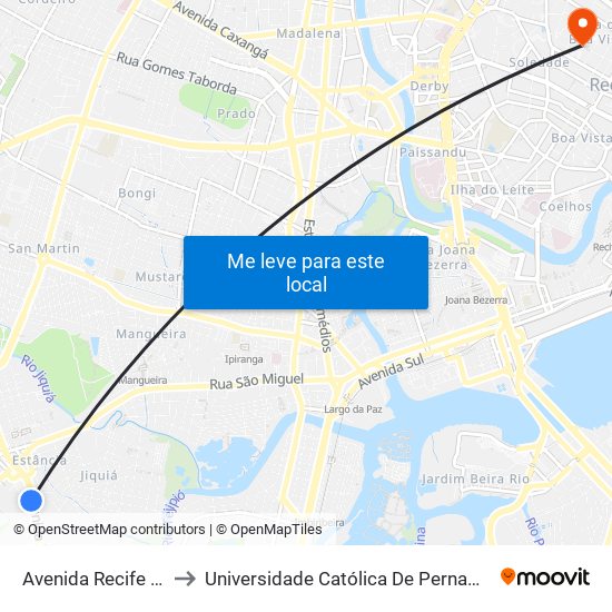 Avenida Recife 144 to Universidade Católica De Pernambuco map