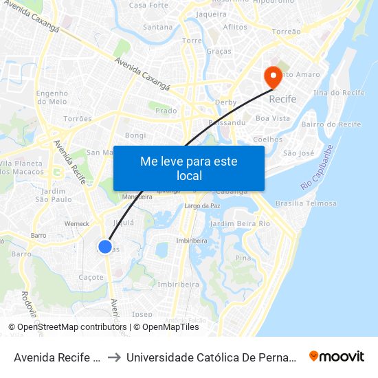 Avenida Recife 832 to Universidade Católica De Pernambuco map