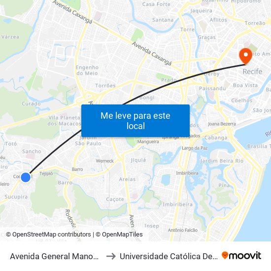 Avenida General Manoel Rabelo 743 to Universidade Católica De Pernambuco map