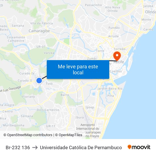 Br-232 136 to Universidade Católica De Pernambuco map