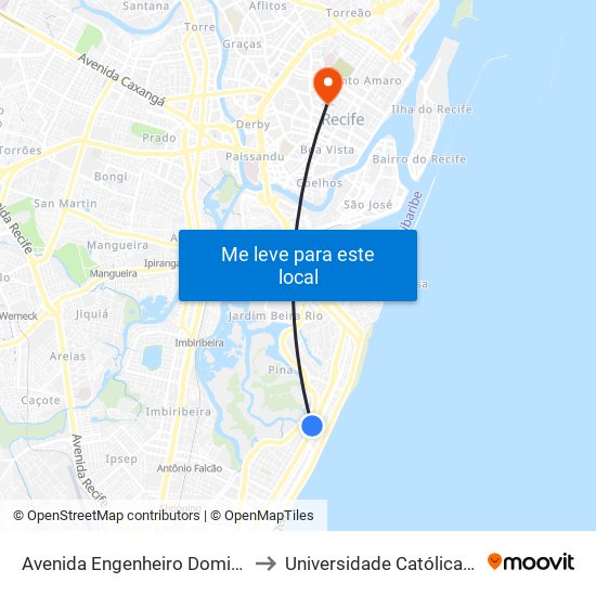 Avenida Engenheiro Domingos Ferreira 1811 to Universidade Católica De Pernambuco map