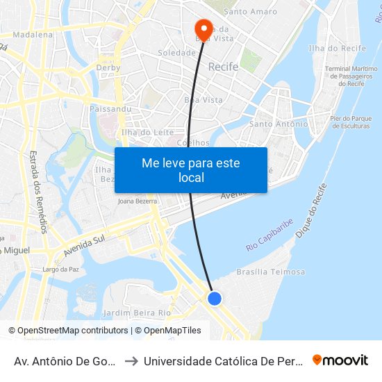 Av. Antônio De Goes 195 to Universidade Católica De Pernambuco map