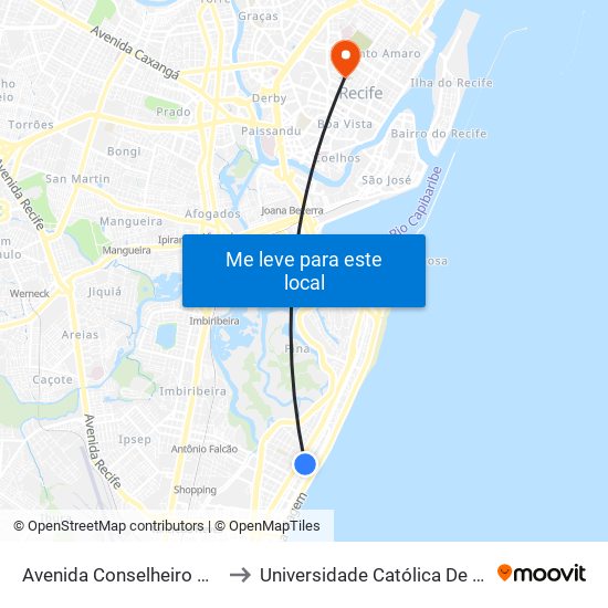 Avenida Conselheiro Aguiar 2883 to Universidade Católica De Pernambuco map