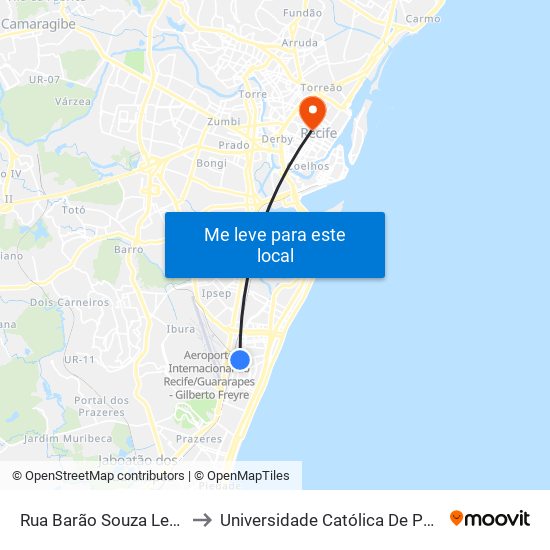 Rua Barão Souza Leão, 1295 to Universidade Católica De Pernambuco map