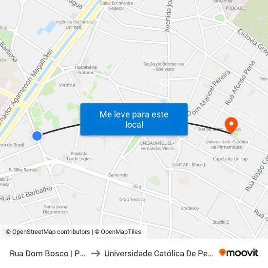 Rua Dom Bosco | Parada 1 to Universidade Católica De Pernambuco map