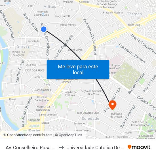 Av. Conselheiro Rosa E Silva, 975 to Universidade Católica De Pernambuco map