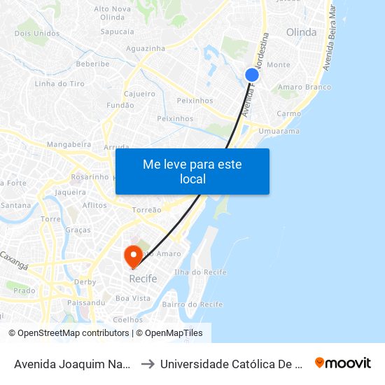 Avenida Joaquim Nabuco 1600 to Universidade Católica De Pernambuco map