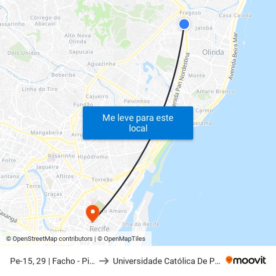 Pe-15, 29 | Facho - Pista Local to Universidade Católica De Pernambuco map