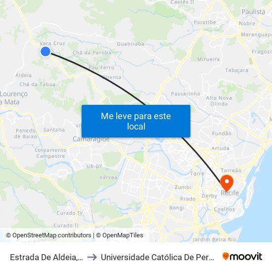 Estrada De Aldeia, 9576 to Universidade Católica De Pernambuco map