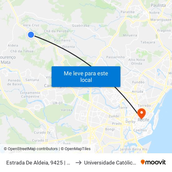 Estrada De Aldeia, 9425 | Aldeia Boulevard Mall to Universidade Católica De Pernambuco map