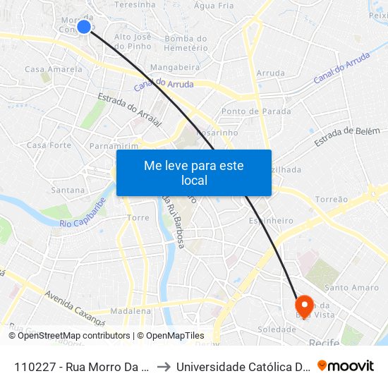 110227 - Rua Morro Da Conceição 548 to Universidade Católica De Pernambuco map