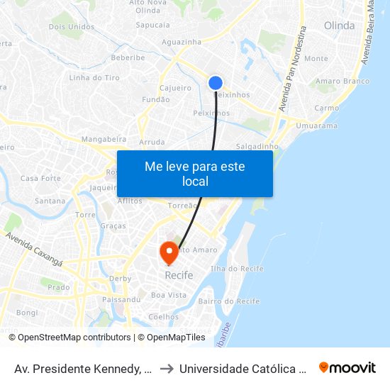 Av. Presidente Kennedy, 285 | Pet Planet to Universidade Católica De Pernambuco map