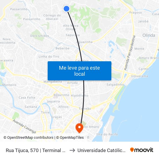 Rua Tijuca, 570 | Terminal De Águas Compridas to Universidade Católica De Pernambuco map
