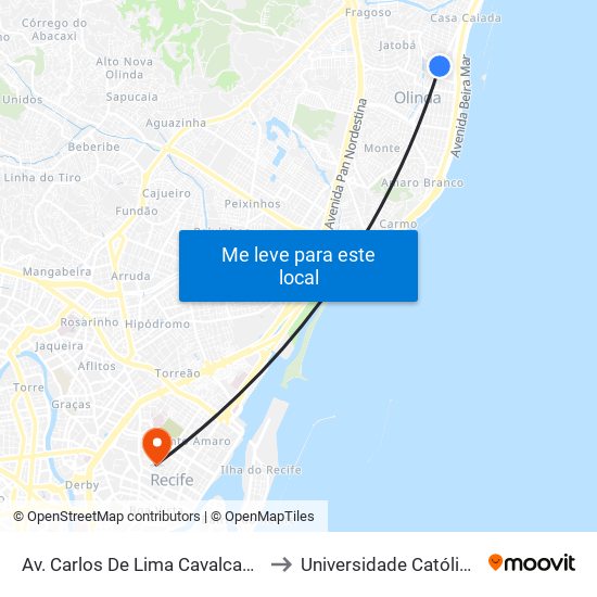 Av. Carlos De Lima Cavalcanti, 157 | Walmart Olinda to Universidade Católica De Pernambuco map