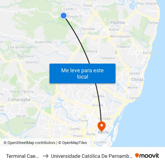 Terminal Caetés to Universidade Católica De Pernambuco map