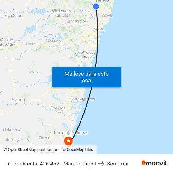 R. Tv. Oitenta, 426-452 - Maranguape I to Serrambi map