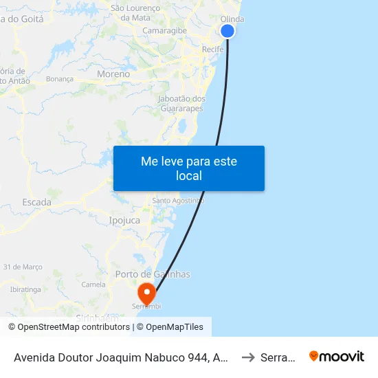 Avenida Doutor Joaquim Nabuco 944, Amparo to Serrambi map