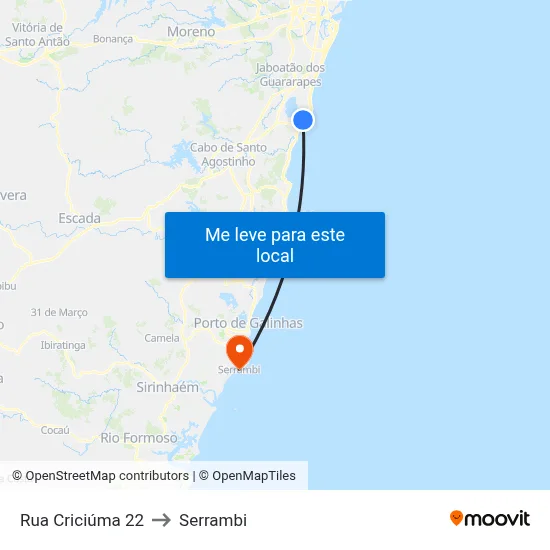 Rua Criciúma 22 to Serrambi map