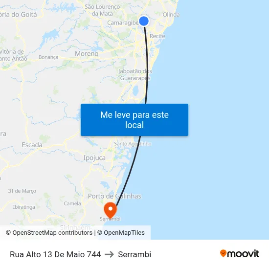 Rua Alto 13 De Maio 744 to Serrambi map
