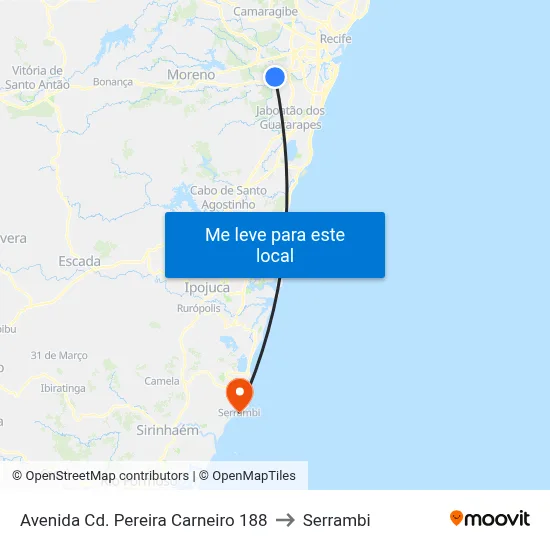 Avenida Cd. Pereira Carneiro 188 to Serrambi map