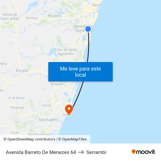 Avenida Barreto De Menezes 64 to Serrambi map