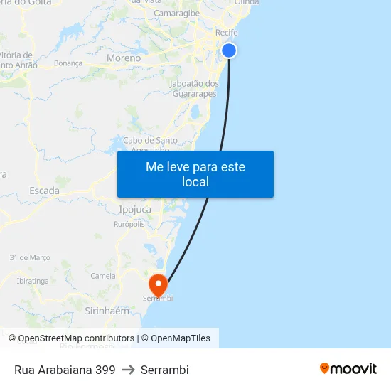 Rua Arabaiana 399 to Serrambi map