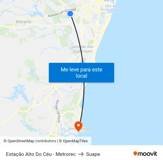 Estação Alto Do Céu - Metrorec to Suape map
