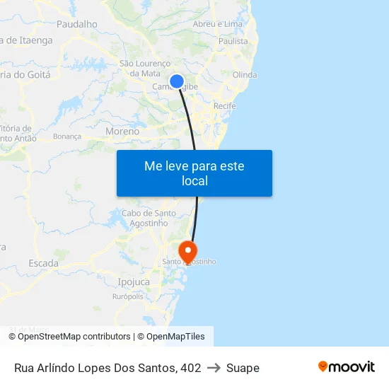 Rua Arlíndo Lopes Dos Santos, 402 to Suape map