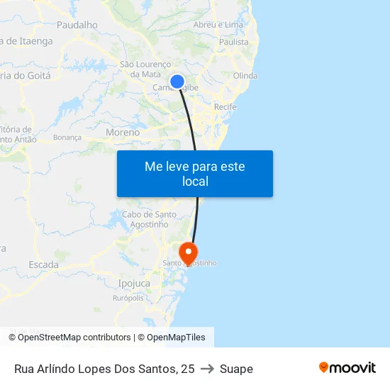 Rua Arlíndo Lopes Dos Santos, 25 to Suape map