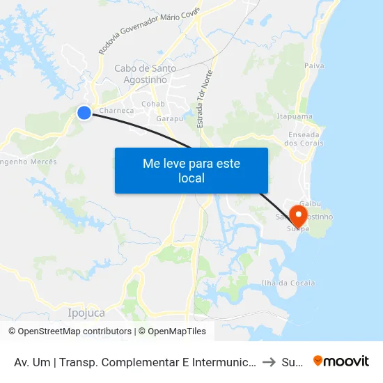 Av. Um | Transp. Complementar E Intermunicipal Charneca to Suape map