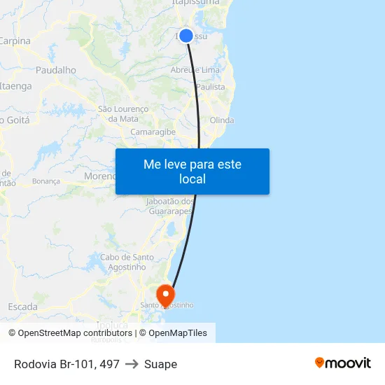 Rodovia Br-101, 497 to Suape map