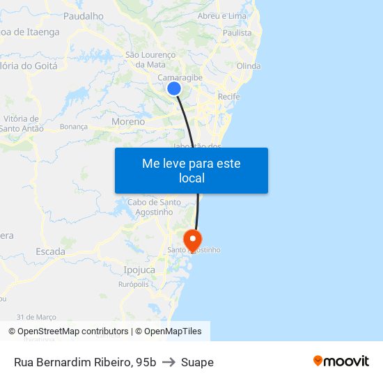 Rua Bernardim Ribeiro, 95b to Suape map