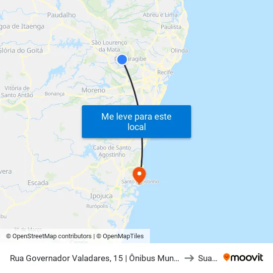 Rua Governador Valadares, 15 | Ônibus Municipais to Suape map