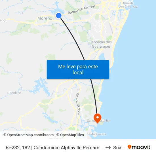 Br-232, 182 | Condomínio Alphaville Pernambuco 2 to Suape map