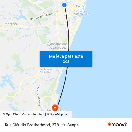 Rua Cláudio Brotherhood, 378 to Suape map