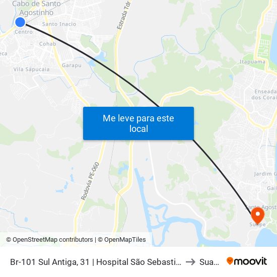 Br-101 Sul Antiga, 31 | Hospital São Sebastião to Suape map