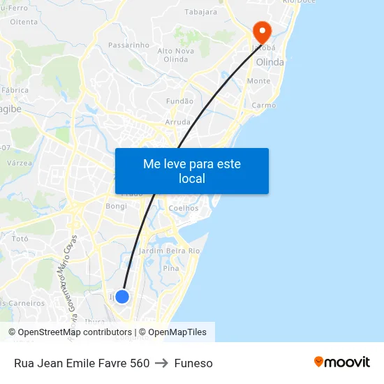 Rua Jean Emile Favre 560 to Funeso map