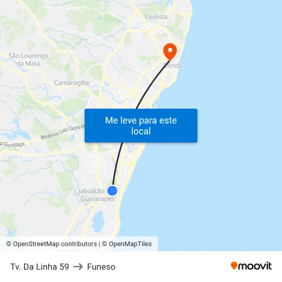 Tv. Da Linha 59 to Funeso map