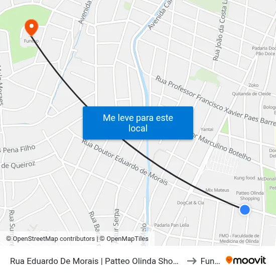 Rua Eduardo De Morais | Patteo Olinda Shopping (Parada 2) to Funeso map